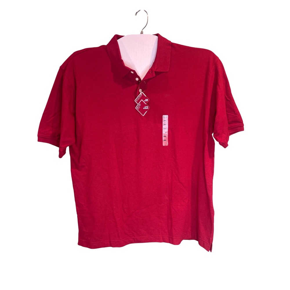 Dockers Mens XXL Red Short Sleeve Pique Cotton Polo Shirt Fade Stain Resistant‎